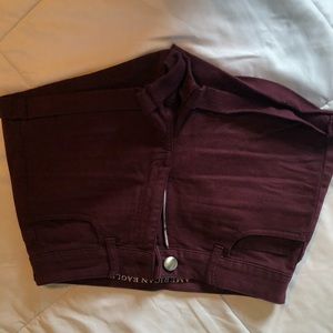 Maroon American Eagle midrise shorts